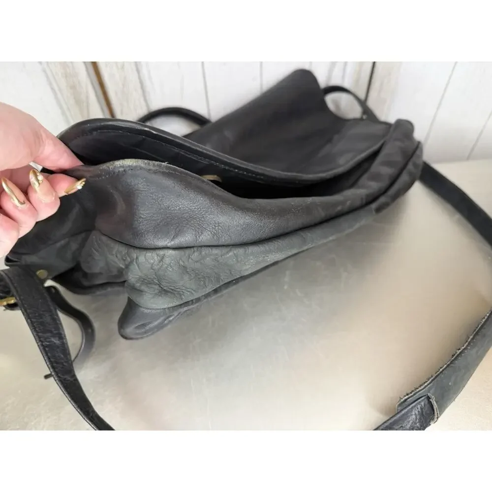 Vintage Wilsons Leather Messenger Bag Briefcase Handle Shoulder Strap Black